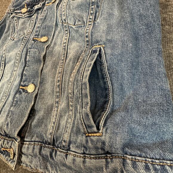 Old Navy Denim Vest Womens Medium Sleeveless 100% Cotton Button Front Vintage - Picture 10 of 12